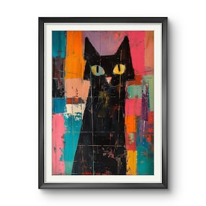 Arte magica del gatto nero: stampe su tela vivaci e poster stampabili