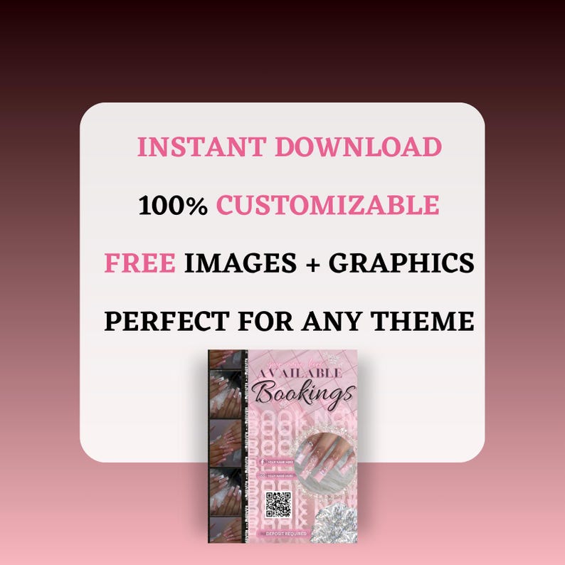 Canva Editable Booking Template, Nail Tech Promo Etsy