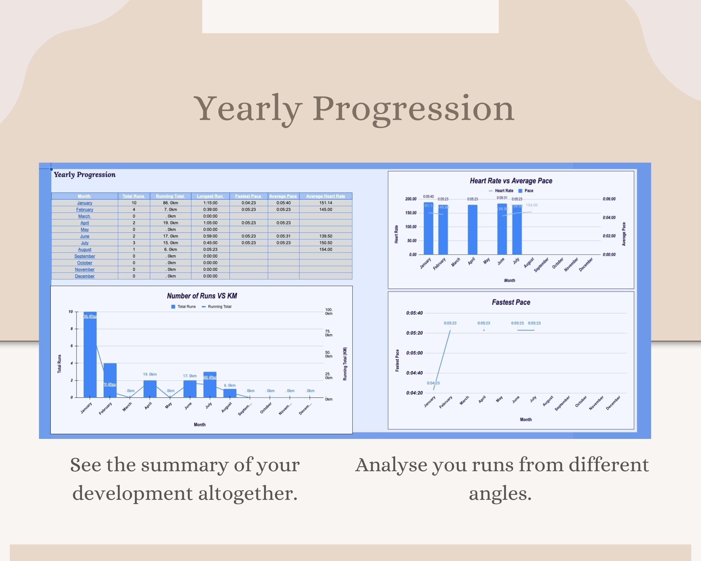 Running Template Excel Template Digital Planner Running Spreadsheet