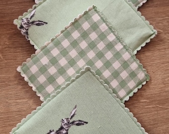 Heat Protecting Coasters, Green Bunny