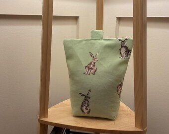 Green Bunny Doorstop – Handmade Fabric Rabbit Door Stop for Country Home Décor
