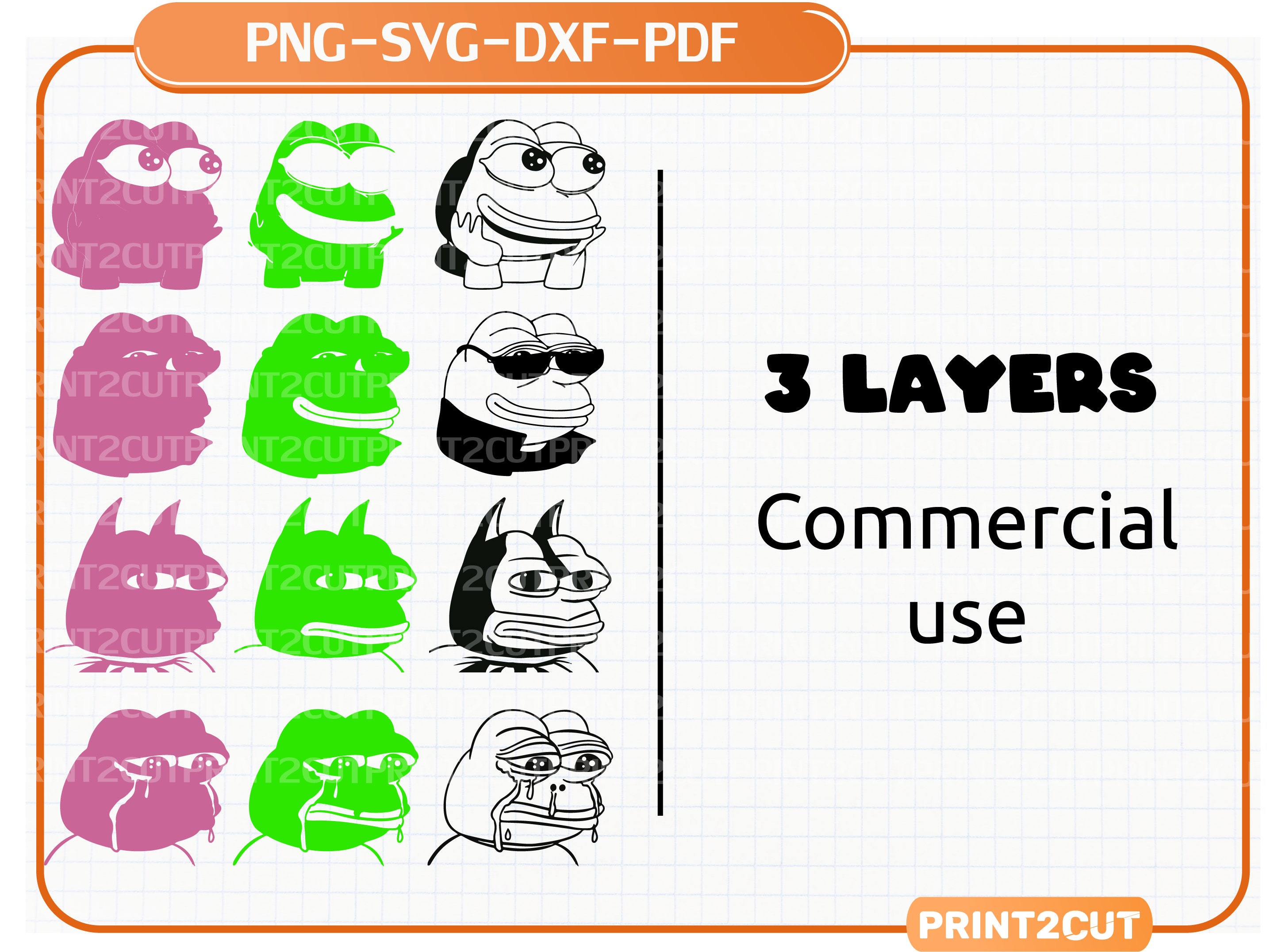 7 Layered SVG Pepe THE FROG Meme Svg File Cricut Cut Etsy