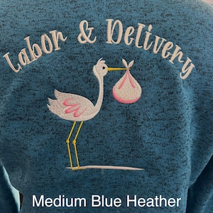 100% Embroidery! Beautiful Sweater Jacket for L&D nurses! Custom Embroidered Design, nurse gift, customized gift, doctor gift