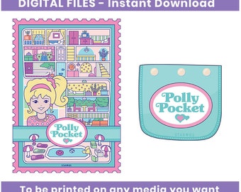 Polly Pocket Digital Art Files Instant Downloads (to be printed on any media) - Pool Party