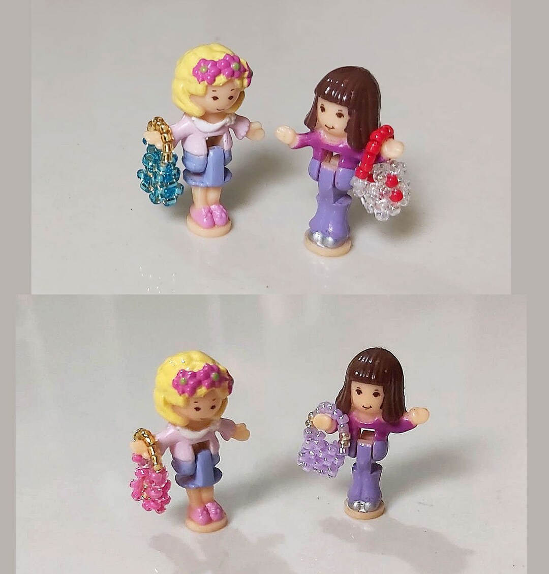 Poupées vintage Polly Pocket avec cheveux ébouriffés et vêtements magnétiques | 1999-2000 - France
