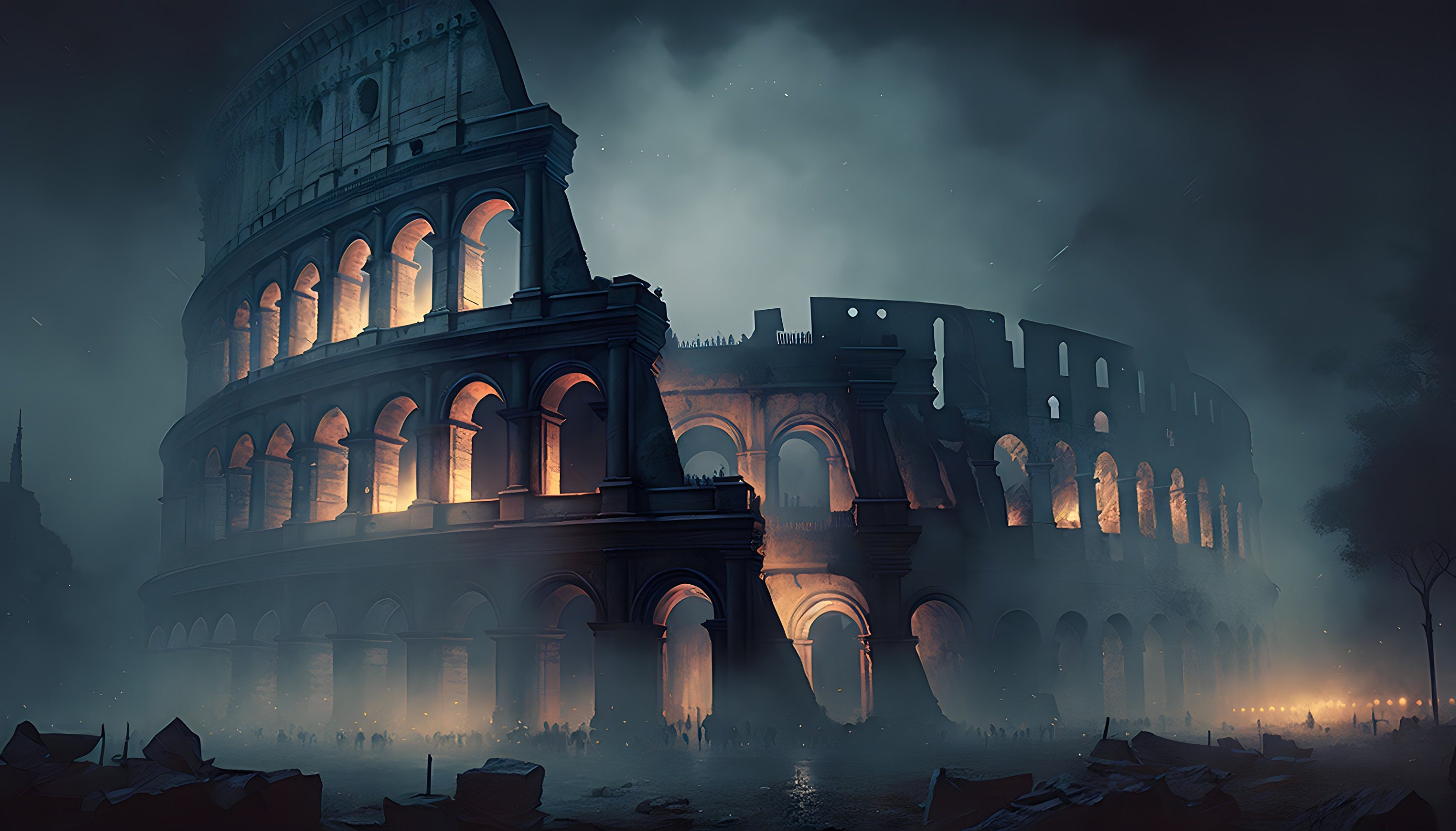 The Colosseum of Rome at Night - Etsy