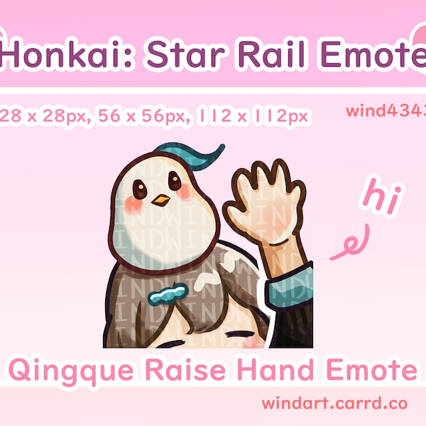 Honkai Star Rail Qingque Raised Hand Hi Emote for Twitch, Discord or Youtube | P2U cute girl emote Kawaii Video game Stream Asset PNG file