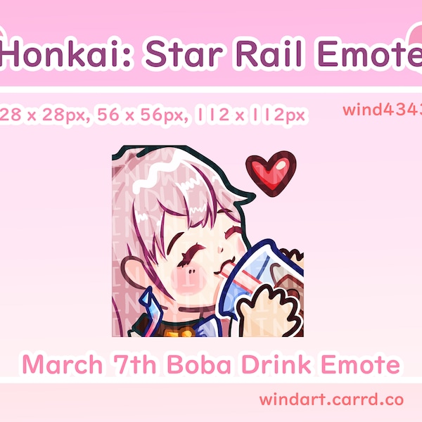 Honkai Star Rail March 7th Boba Drinking Emote for Twitch, Discord or Youtube | P2U cute girl emote Kawaii Video game Stream Asset PNG file