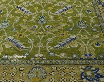 Green Modern Oriental Oushak Rug Hand Knotted Premium Wool Traditional Area Rug