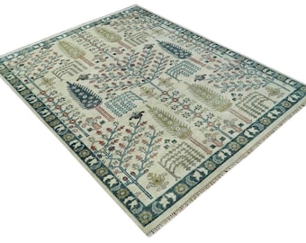 Beige Turkish Serapi Heriz Traditional Hand Knotted Tree Of File Modern Persian Rug