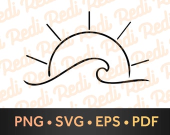 Sunshine and Wave Svg - Sunset svg - Sunrise svg - Beach svg - Sun and Wave svg - Sun with Wave svg - Ocean Waves svg - png files for Cricut