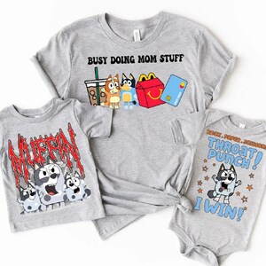 Blue Dog Mom Stuff Shirt Mufin Metal Shirt Throat punch rock paper scissors I win Tee Cartoon Shirt Cute Kids Shirt Family Matching Shirt