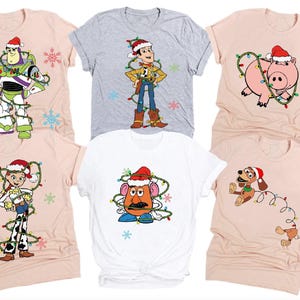 Disney Christmas Toy Story Group Christmas Lights Shirt Buzz Lightyear Woody Jessie Rex Xmas Tee Disneyland Xmas Matching Shirt Family Xmas