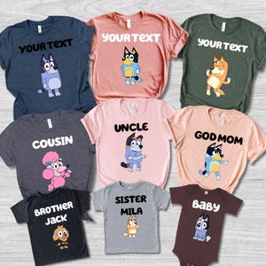 Custom Name Blue Dog Family Shirt Matching Shirts Custom Blue Dog Shirts Family Tee Custom Birthday Team Party Shirts Personalized Shirt