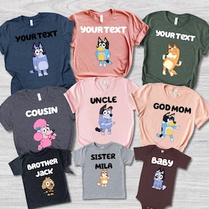 Custom Name Blue Dog Family Shirt Matching Shirts Custom Blue Dog Shirts Family Tee Custom Birthday Team Party Shirts Personalized Shirt