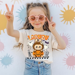 Halloween Labubu Shirt Cute Spooky T-shirt for Labubu Fans Kawaii Halloween Tee Labubu T-shirt Creepy Cute Fall Shirt Cute Halloween Gift