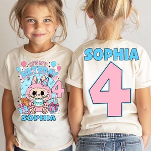 Labubu Custom  Birthday Girl Shirt Personalized Labubu Birthday Gift Custom Birthday Shirt Cute Birthday T-Shirt Custom Birthday Girl Tee