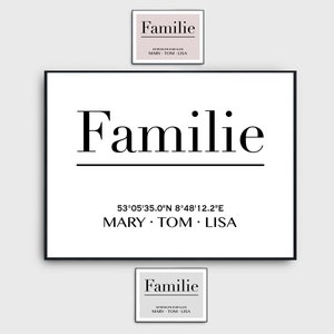 Personalized poster family coordinates and names Nice gift for moving in/topping out Gift for moving into a house or apartment