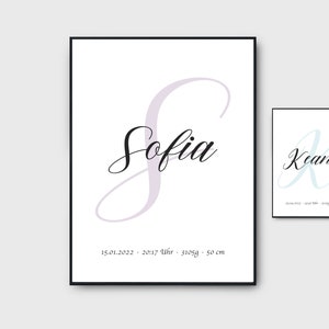 Póster de nacimiento personalizado nombre y fechas de nacimiento · Póster para la habitación del bebé · Idea de regalo para familiares · Regalo para un bautizo
