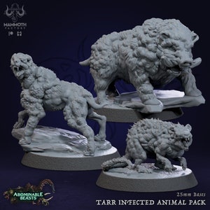 Mutated Animals - Abominable Beasts - 32mm Scale (25mm Base) - Mammoth Factory - RPG Tabletop - Dungeons and Dragons - Wargaming