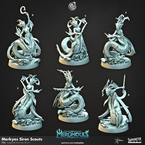 Merkyes Siren Scouts - Merghouls - 30mm Base - CastNPlay - Dungeons and Dragons - Pathfinder