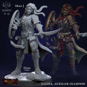 Yasina, Auxiliar Leader - Draconic Legion - 32mm Scale (25mm Base) - Mammoth Factory - RPG Tabletop - Dungeons and Dragons - D&D - Wargaming