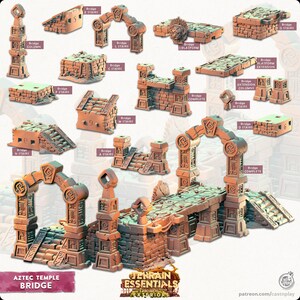 Aztec Bridge Complete - Aztec Temple - Exterior Scatter Terrain - Terrain Essentials III -  CastNPlay - D&D - Wargaming