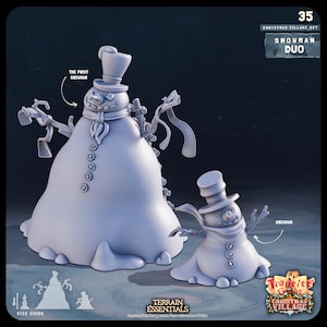 Snowman Duo - Christmas Village - Scatter Terrain - Terrain Essentials by CastNPlay - D&D - Wargaming - Tabletop Gaming