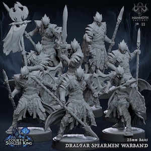 Dralfar Spearmen - Court of the Sunless King - 32mm Scale (25mm Base) - Mammoth Factory - RPG Tabletop - Dungeons & Dragons - Wargaming