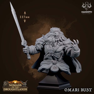 Omari Voice of Thunder - Bust - Nomads of the Droughtlands - 40x40mm Base - Mammoth Factory - RPG Tabletop - Dungeons and Dragons Pathfinder