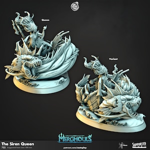 The Siren Queen - Merghouls - 100mm Oval Base - CastNPlay - Dungeons and Dragons - Pathfinder