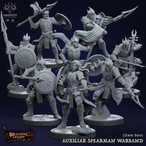 Auxiliar Spearmen - Draconic Legion - 32mm Scale (25mm Base) - Mammoth Factory - RPG Tabletop - Dungeons and Dragons - D&D - Wargaming