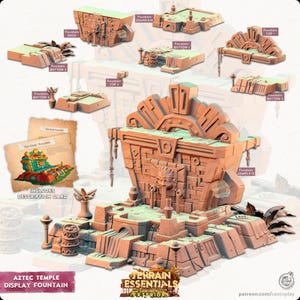Aztec Display Fountain Complete - Aztec Temple - Exterior Scatter Terrain - Terrain Essentials III -  CastNPlay - D&D - Wargaming