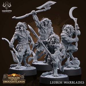 Leonin Warblades - Nomads of the Droughtlands - 25mm Base - Mammoth Factory - RPG Tabletop - Dungeons and Dragons - D&D - Pathfinder