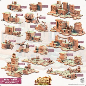 Difficult Terrain and Debris - Aztec Temple - Exterior Scatter Terrain - Terrain Essentials III -  CastNPlay - D&D - Wargaming