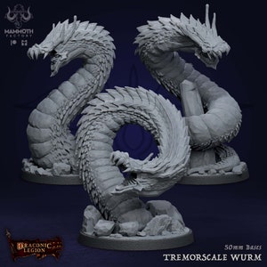 Tremorscale Wurm - Draconic Legion - 32mm Scale (50mm Base) - Mammoth Factory - RPG Tabletop - Dungeons and Dragons - D&D - Wargaming