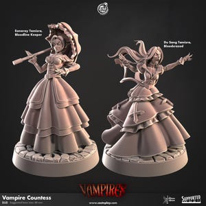 Vampire Countess - Vampires - 32mm Scale (30mm Base) - CastNPlay - Dungeons and Dragons - Wargaming