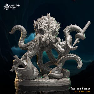 Tideborn Kraken - Cave of the Tideborns - 32mm Scale (80mm Base) - CrippledGodFoundry - Dungeons & Dragons - Wargaming