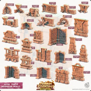 Modular Walls - Aztec Temple - Exterior Scatter Terrain - Terrain Essentials III -  CastNPlay - D&D - Wargaming