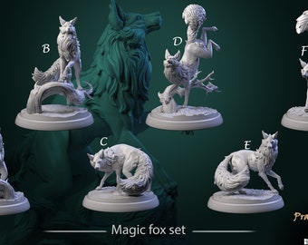 Magic Foxes - Prairie Legends - 25mm Base - White Werewolf Tavern - RPG Tabletop - Dungeons and Dragons - Pathfinder