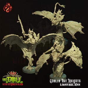 Goblin Bat Knights - The Trolls with Goblin Blood V2 - 80mm Height (32mm Base) - CrippledGodFoundry - Dungeons and Dragons - Pathfinder