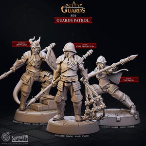 Guards Patrol Set - City Guards - 32mm Scale (25mm Base) - CastNPlay - Dungeons and Dragons - Wargaming