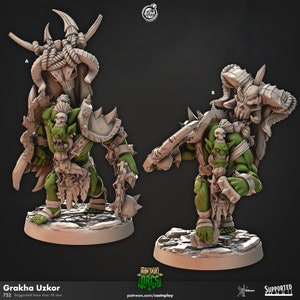 Grakha Uzkor - Iron Skull Orcs - 35mm Base - CastNPlay - Dungeons and Dragons - Pathfinder