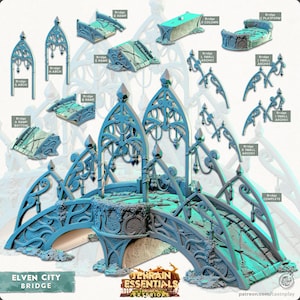 Elven Bridge Complete - Elven City - Exterior Scatter Terrain - Terrain Essentials III -  CastNPlay - D&D - Wargaming