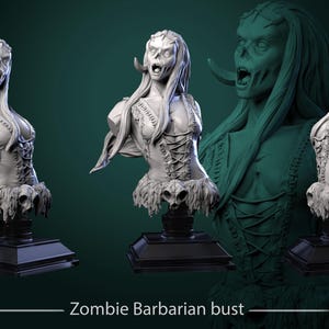 Zombie Barbarian Girl, Bust - Dessiccation - Display Figurine - White Werewolf Tavern - TTRPG - Wargaming - Dungeons & Dragons