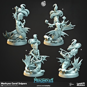 Merkyes Coral Snipers - Merghouls - 30mm Base - CastNPlay - Dungeons and Dragons - Pathfinder