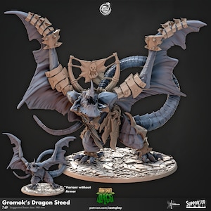 Gromok&#39;s Dragon Steed - Iron Skull Orcs - 140mm Base - CastNPlay - Dungeons and Dragons - Pathfinder