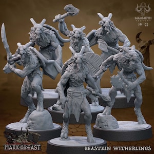 Beastkin Witherlings - Mark of the Beast - 32mm Scale (25mm Base) - Mammoth Factory - RPG Tabletop - Dungeons and Dragons - Wargaming