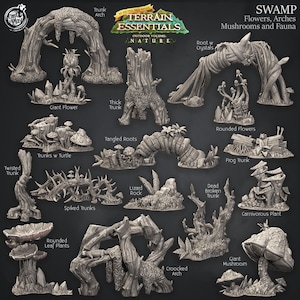 Swamp Terrain - Flowers, Arches, Mushrooms and Fauna - Scatter Terrain - Terrain Essentials -  CastNPlay - Dungeons and Dragons