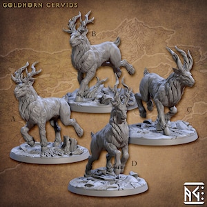 Goldhorn Cervids - Noble Alfar - 32mm Scale - Designed by Artisan Guild - Dungeons and Dragons - Pathfinder
